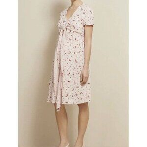 Isabella Oliver Leonie Tie Pink Blush Petal Print Maternity Dress Size US 10 NWT